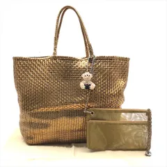 良品 ANTEPRIMA アンテプリマ ビーズベア チャーム付き ワイヤー トート バッグ レディース ブランド 鞄 Bag ゴールド a10030