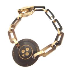 新品同様 エルメス フェット ヴォ ジュ GM クローバー T2 バッファローホーン メタル ブラウン 茶 ブレスレット 0980 HERMES