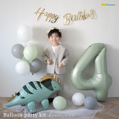 Hanamei ハナメイ  【バルーン パーティー キット ダイナソー 】誕生日 バルーン 飾り付け 簡単 おしゃれ 男の子 トリケラトプス 4D バルーン 飾り ガーランド 1歳 2歳 3歳 かわいい くすみ 人気 送料無料 メール便