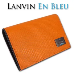 ランバンオンブルー LANVIN en Bleu 牛革 名刺入れ ハイデ メンズ オレンジ 定価11,000円 イタリアンレザー プレゼント ギフト ロゴ カードケース