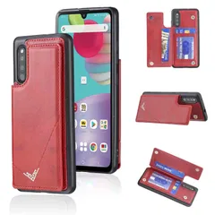 【人気商品】背面カバー ランヤード付 (レッド) 手帳型 ドコモsc41a カードケース scv48 背面 サムスン 用 ギャラクシーa41 SCV48 スマホケース au サイドマグネット / カード収納 / 横置き機能 SC-41A PUレザー docom