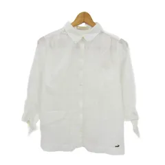 クロコダイル ブラウス シャツ 長袖 コットン100% ブランド トップス レディース Mサイズ 生成り CROCODILE 【中古】