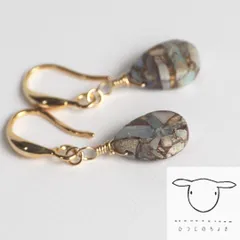 天然石 14kgf コンポジットコッパーオパールの1粒ピアス イヤリング