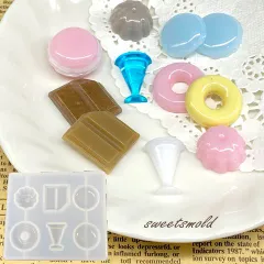 スイーツ シリコンモールド レジン型 UVレジン 2液性レジン 粘土 スイーツ お菓子 マカロン チョコ ドーナツ パフェ 1個 mold-368 GreenRoseYumi