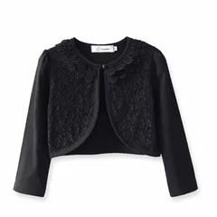 【新品】 [LIANFOR] 子供服 女の子 フォーマル 長袖 ブラック ボレロ フォーマル 子供 ボレロ 夏 薄 フォーマル 通園 発表会 演奏会 入園式 卒園式 ドレス ボレロ カーディガン (1ブラック 100) 0