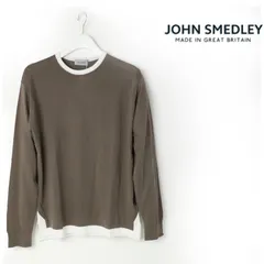 新品 4.9万円 ジョンスメドレー バイカラー長袖 ニット プルオーバー JOHN SMEDLEY ニットセーター 綿100％ 英国製 S4755 M -932