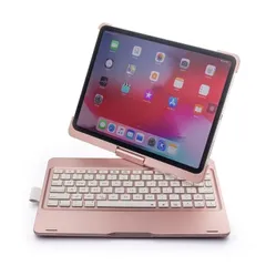 F11AS iPad Air11インチ M2/M3/Air4/Air5用 Bluetooth ワイヤレス キーボード ハード ケース メッキ ノートブック風 7色バックライト付 360度回転 (ブラック、シルバー、ローズゴールド)３色選択