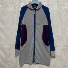 Callaway ベロアロングパーカー　バイカラー　フーディ　ゴルフウェア　L グレー　パープル　ブルー