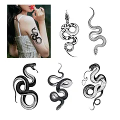 【新着商品】へび タトゥーシール セット タトゥーシール 【5個入り】 タトゥーシール メンズ タトゥーステッカー 二週間タトゥーシール シンプル アーム 蛇 胸 チェスト タトゥーシール TVETE かっこいい タトゥーシール 2週間
