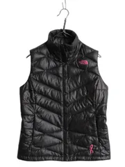 【お得なクーポン配布中!】 US企画 ノースフェイス ナイロン ダウン ベスト レディース S 古着 フルジップ キルティング 550フィル アウトドア 重ね着 黒 ハイネック