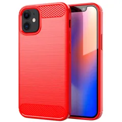 iPhone12 mini ケース アイフォン12ミニ  カーボン調 薄型 耐衝撃 ソフト ケース 【Color】 レッド