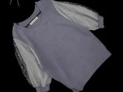 MAJESTIC LEGON マジェスティックレゴン パール チュールスリーブ リブ ニット セーター sizeM/グレー ■◆ レディース