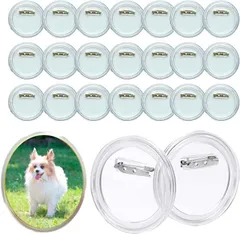 S.fields.inc アクリルブローチ 30個 透明バッジ 缶バッジ フォトバッジ ピンバッジ 手作りDIY 写真( 44ｍｍ)