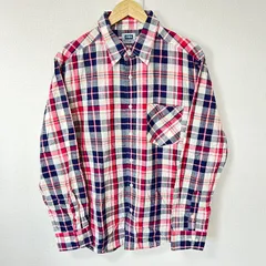 大きいサイズ◎(^w^)b EDWIN エドウィン 長袖シャツ コットン 綿100% チェック柄 トップス アメカジ 古着MIX デイリー タウンユース ネイビー 紺×レッド 赤系 メンズ サイズXL