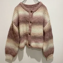 GRL グレイル　未使用に近い　レディース　トップス　カーディガン　ニットカーディガン　セーター　長袖　フロントボタン　ボーダー　グラデーションカラー　ピンクベージュ系　アイボリー系　ウール混　かわいい　カジュアル　おしゃれ　SU577h1007