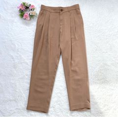 4106 【ROPE】 ロペ  レディース ダブルタックスラックス  ズボン (S) キャメル色 ブラウン系 クロップド丈 LOT41
