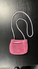 ポシェットにもなる！ 手さげバッグ（ピンク×ラベンダー）