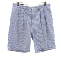 POLO GOLF RALPH LAUREN ポロゴルフラルフローレン チェック柄 シアサッカー ショートパンツ W32 ブルー メンズ 古着