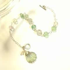 シルバー925　フローライトシェルカービング　ブレスレット