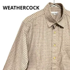 【超美品】 ウェザーコック Lサイズ シャツ 総柄 カジュアル 春夏 ブラウン S776_Ky8