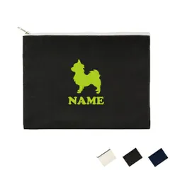 「チワワ」名入れフラットポーチ 犬種別シルエット ポーチ マルチケース マルチポーチ 小物入れ 収納 おもちゃバッグ クラッチバッグ 推し活 メンズ レディース    愛犬 シルエット 記念品 誕生日 プレゼント 犬種 ネームプリント お名前入れ