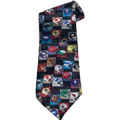 激レア MADE IN USA製 Team NFL オールチームロゴプリント 総柄シルクネクタイ ブラック