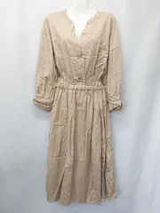 ◇ Θ le.coeur blanc ルクールブラン コットン 長袖 膝下丈 フレア ワンピース サイズM ベージュ レディース E  【1503040004605】のサムネイル