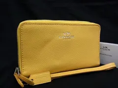 ■極美品■ COACH コーチ F53896 レザー ラウンドファスナー 財布 小銭入れ カード入れ ウォレット レディース イエロー系 DH9301