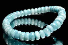 【１点物】癒しの波模様！ ラリマー　3.5-5x7.5-8mm　ボタン ブレスレット パワーストーン 天然石 _MA6719