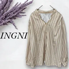 【s0014】INGNI/長袖ブラウスシャツ Vネック ストライプ柄 ゆったり