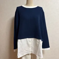 KN3110 ＊5L 大きいサイズ　 長袖 トップスシャツ、レイヤード風チュニック ネイビー