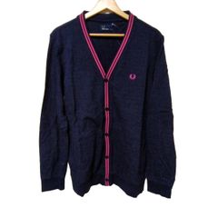 FRED PERRY(フレッドペリー) カーディガン サイズM メンズ - ダークネイビー×ピンク 長袖