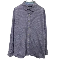 NAUTICA 長袖 チェックシャツ 17 L～ ブルー系 オレンジ ホワイト ノーティカ ボタン カジュアルシャツ 古着卸 アメリカ仕入 a704-5009