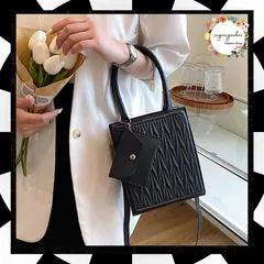 ショルダーバッグ コインケース付きセット スクエアバッグ おしゃれ ミニトートバッグ 縦型 ファスナー付き 肩掛けバッグ お出かけ 斜めがけ ハンドバッグ PUレザー カバン 韓国ファッション バッグ 通勤 通学 2WAY 長財布収納不可 77XIAO-003