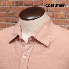 春夏/costumein/48サイズ/BIGシルエット シャツ ANDREA 麻 さっぱり ガーメントダイ イタリア製 長袖 新品/ピンクベージュ/kc401/