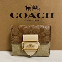 新品　COACH 長財布　コーチ　二つ折り財布　レディース メンズ ベージュ　ブラウン