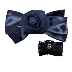 まとめ髪　サテンリボン　リボン型バレッタ  黒 おまけあり　飲食業　フォーマル