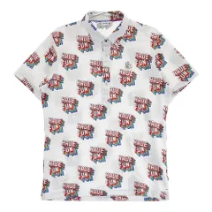 サイズ：M AND PER SE アンパスィ  半袖ポロシャツ ボタンダウン 総柄 ホワイト系 [240101515428] ゴルフウェア メンズ ストスト