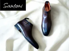 【未使用】Santoni サントーニ サイドジップブーツ ダークブラウン 24.5cm イタリア製 メンズ k1435のサムネイル