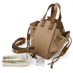 【中古 美品】ロエベ ハンドバッグ Hammock ハンモック ドローストリングバッグ スモール 314.12BZ95 ベージュ ブラウン LOEWE スペイン製 2way ショルダーバッグ バイカラー 巾着