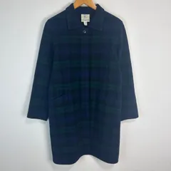 KUMIKYOKU 組曲 ウールコート 古着 レディース ネイビー グリーン 2サイズ チェック柄 カジュアル