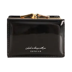 【数量限定】小銭入れ ガールズ 学生 コインケース PUレザー 三つ折り財布 レディース 子供 ミニ 財布 5色 [Cosylive]財布 (ブラック)