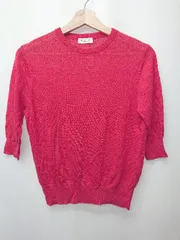 ◇ ⊂ BEAUTY & YOUTH UNITED ARROWS リネン 五分袖 ニット セーター レッド レディース E  【1507010013161】