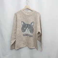 ◇ ⊇ CUBE SUGAR キューブシュガー イラスト刺繍 長袖 セーター サイズM ブラウン系 レディース E  【1503050032162】