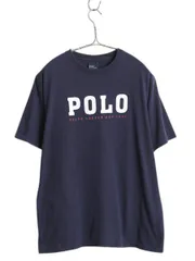 【お得なクーポン配布中!】 00s ポロ ラルフローレン プリント 半袖 Tシャツ キッズ XL メンズ S 程/ 古着 オールド コットン カットソー ヘビーウェイト シンプル 紺