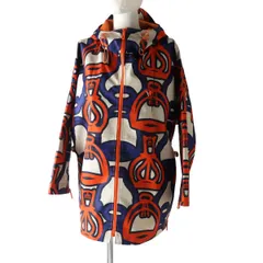 未使用品◎HERMES エルメス 23SS レディース 鐙の幻想 フード付き ZIPUP ジャケット／ウィンドブレーカー オレンジ×青 34 タグ付き 伊製のサムネイル