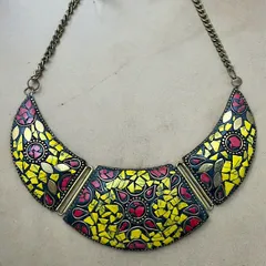 ネックレス 黄色 インディアンジュエリー アクセサリー ビンテージ 50s ~ 60s 70s 80s エスニック 民族 カラフル 派手 ナバホ族 サントドミンゴ族 天然石 メンズ レディス 一点物 vintage アンティーク 古着   900 p10/