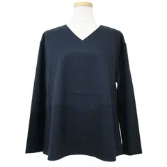 新品 theory luxe セオリーリュクス ブラウス ウール ネイビー 紺 38(M) Vネック 長袖 トップス プルオーバー 秋冬 日本製 無地 オフィス カジュアル きれいめ【レディース】
