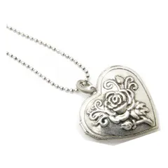 【数量限定】ロングチェーン ばら 薔薇 バラ 花 フラワー ハート KN53041 アンティーク風 ロケットペンダント レディース ネックレス [MILES]