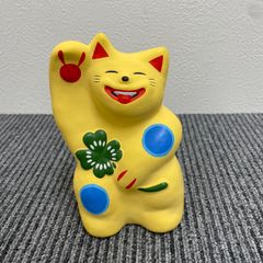 【美品】湯布院　工房輪葉葉　黄色招き猫(大)